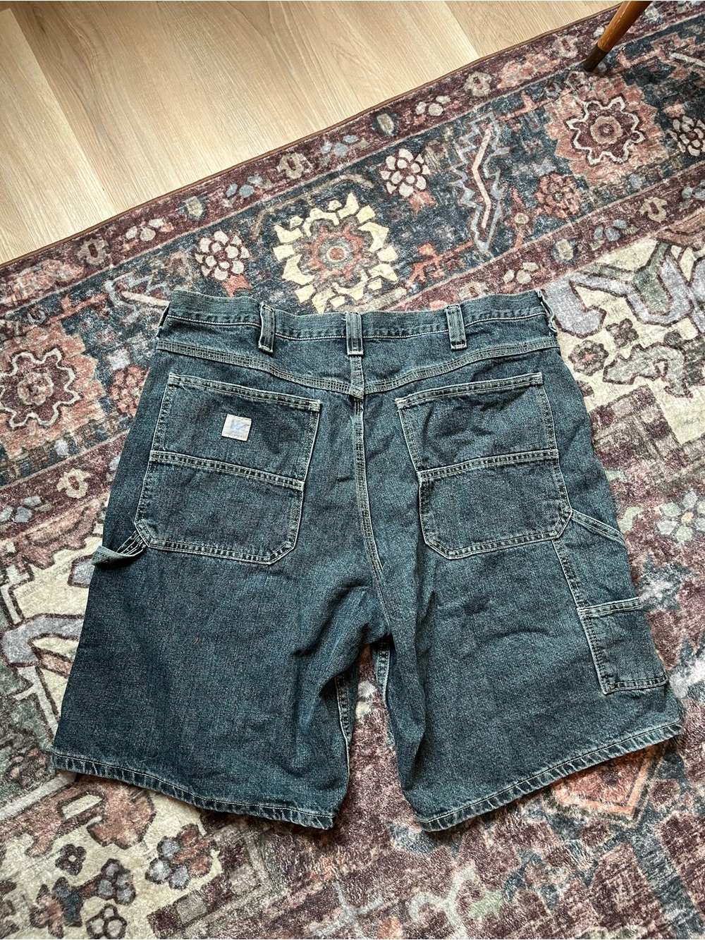 Men's Y2K Vintage Black Denim Carpenter Jorts Shorts Size 40” Waist